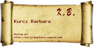 Kurcz Barbara névjegykártya